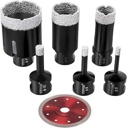 VEVOR 6 brocas de diamante para sierra de agujero de diamante de 681025352.008in, kit de sierra de agujero de baldosas soldadas al vacío 0.59