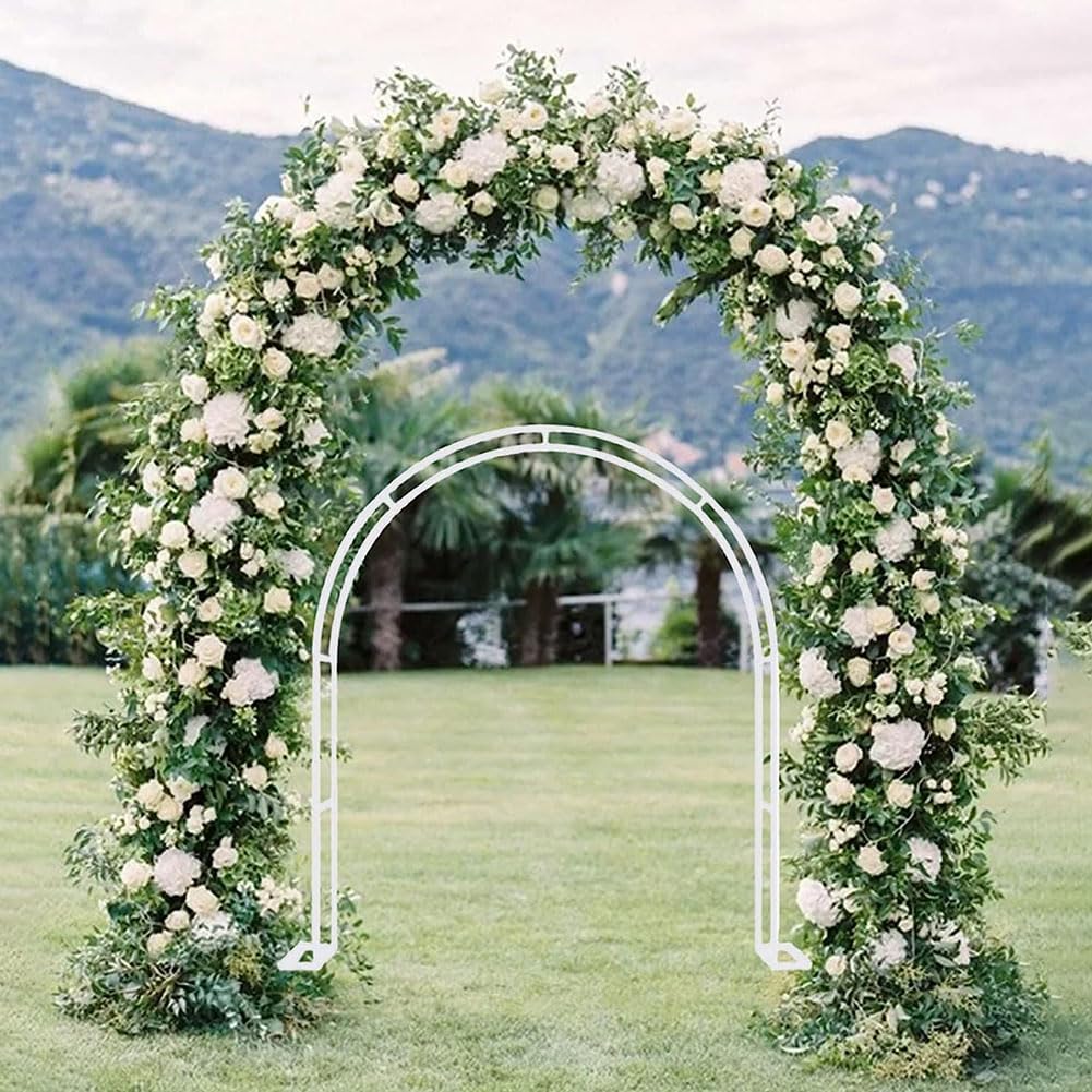 1.2-3.5M Wide Large Black Metal Garden Arbor Arch, Wedding Pergola Arbor, Rose Arch, Easy to Assemble, for Climbing Plants, Roses, Indoor, Outdoor, 2.4/2.2M High,White,W1.2M*H2.2M
