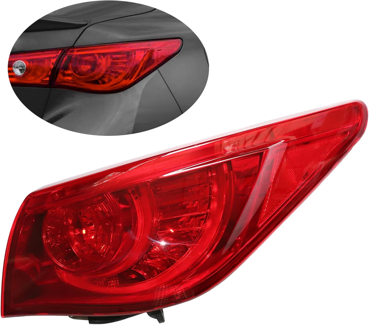 Infiniti Q50 Tail Lamp Assembly 2014-2017 - Right Passenger Side, Red Lens Brake Lights