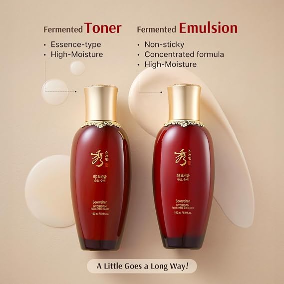 Sooryehan Hyobidam Fermented Skincare Gift Set with Wild Ginseng - Premium Korean Anti-Aging Skin Care Kit for Intense Hydration, 13.53 fl oz (Full Size Toner & Emulsion + Mini Cream, Eye Cream, Mask)
