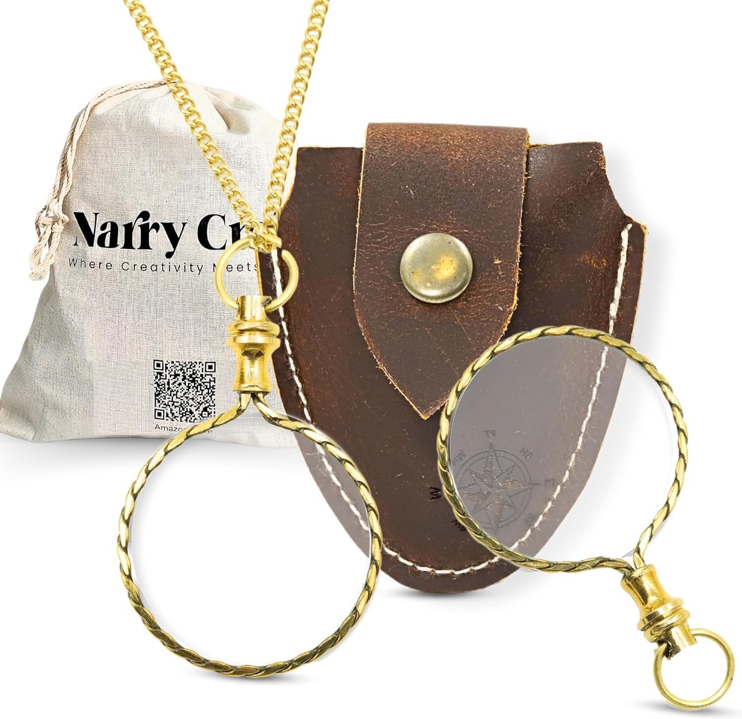 Handheld Magnifying Glass with Wooden Handle, Real Glass Lens, Reading Magnifier (Polished.3)