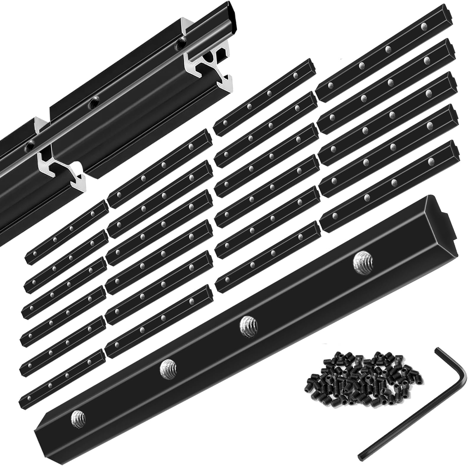 24pcs 2020 Staight Connector Corner Bracket Joint Plate 2020 Hardware T-Slotted Accessories V-Slot with Screws for 3D Printer Accessories Black 8020 Aluminum Profile