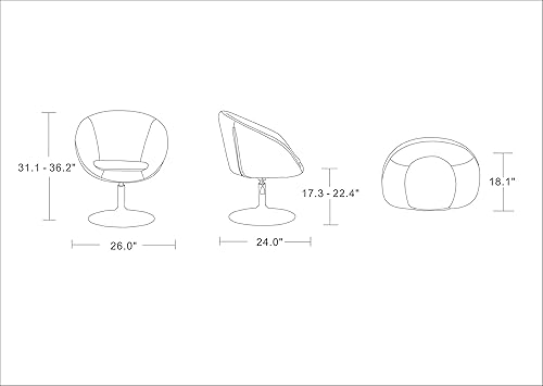 Miniatura 4 de Manhattan Comfort Hopper Silla giratoria ajustable con giro de 360, asiento tapizado, base de cromo pulido, diseño moderno de cuenco para oficina en