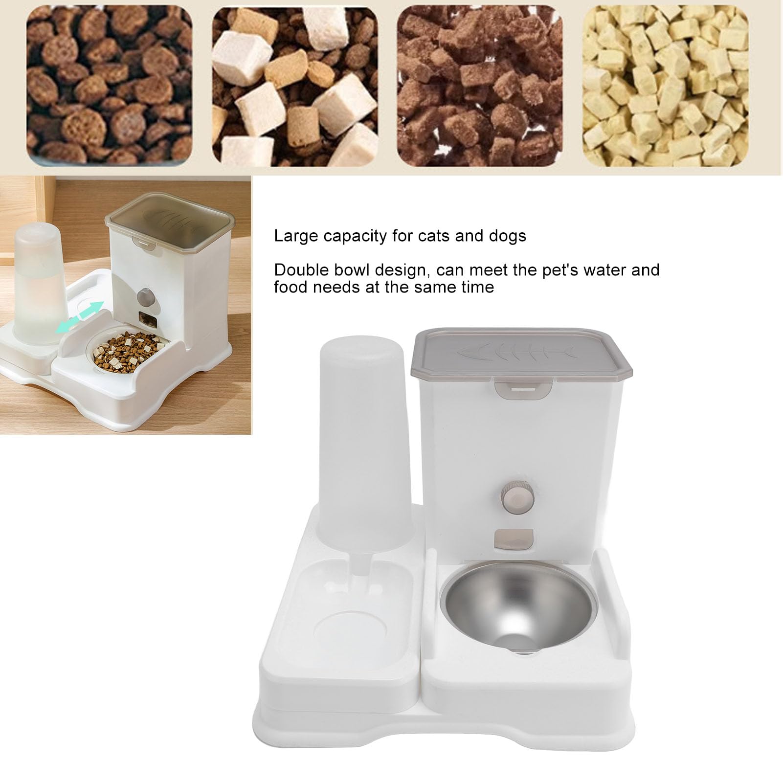 Aramox Distributore Automatico di Acqua per Alimenti per Animali Domestici, Struttura in Plastica, Doppia funzionalità per Cani e Gatti, Mangiatoia di Grande capacità per Idratazione e Nutrizione