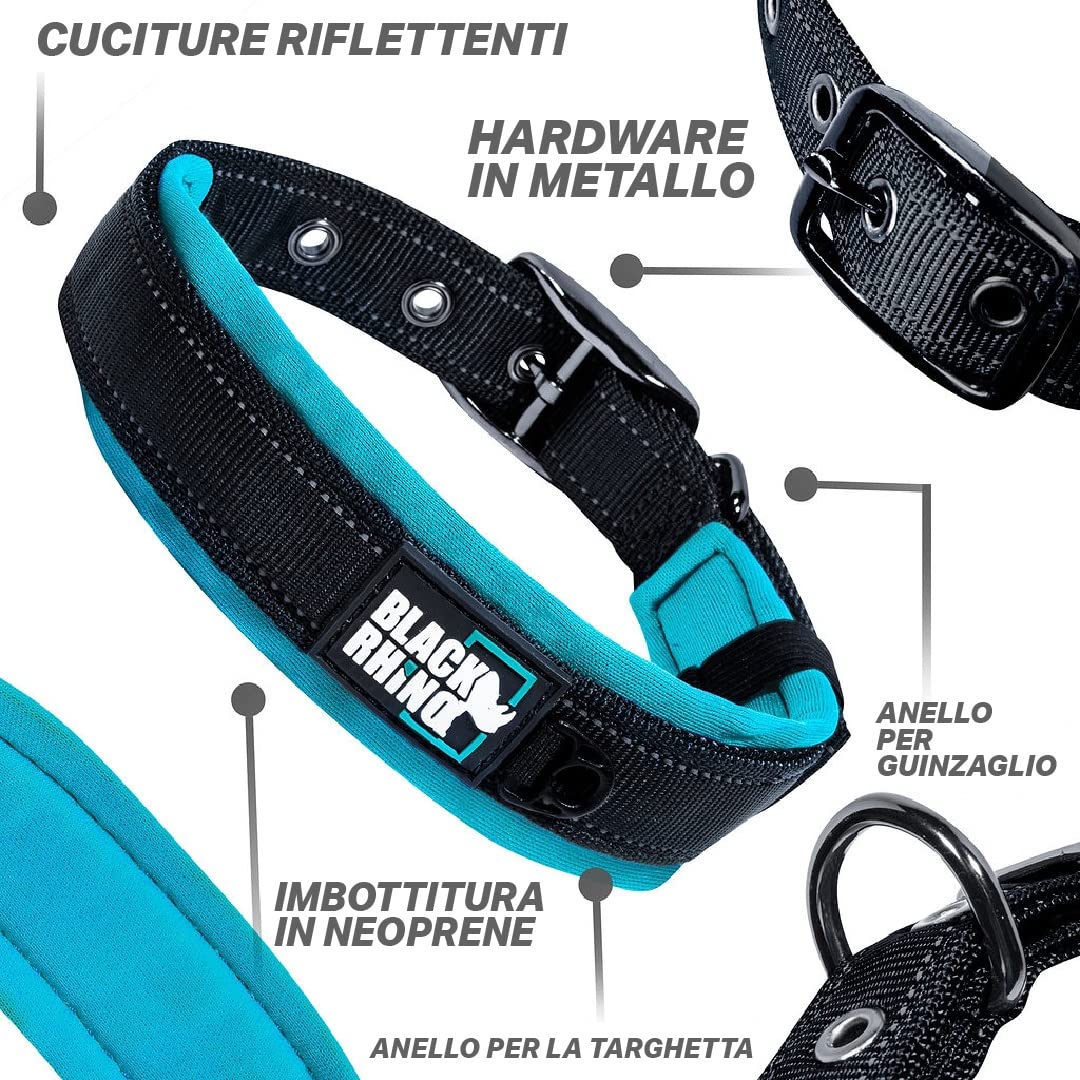 Black Rhino il collare comfort (xlarge, blu/grigio), antipulci per cani