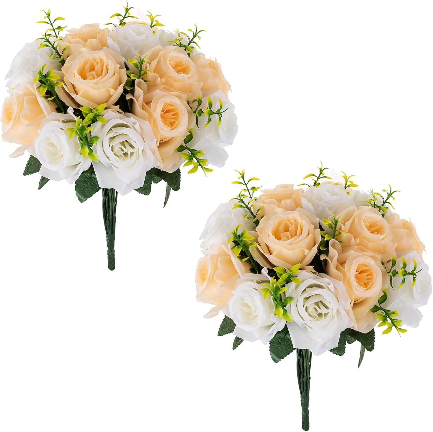 NUPTIO Flower Ball Arrangement Bouquet 2 Bunches of 15 Buds Champagne