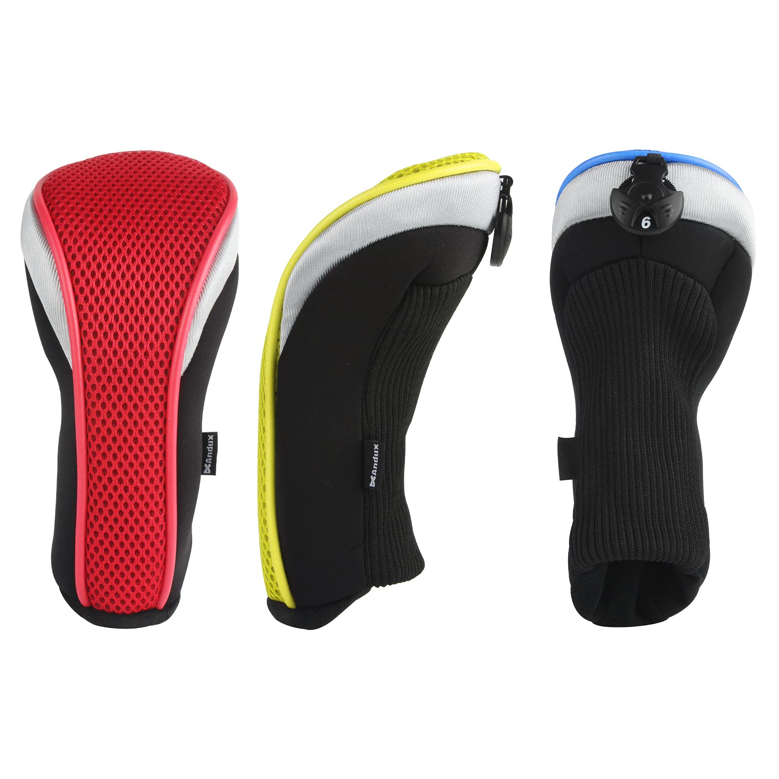 Andux Set di 3 custodie ibride per testa di mazza da golf con quadrante numero etichetta