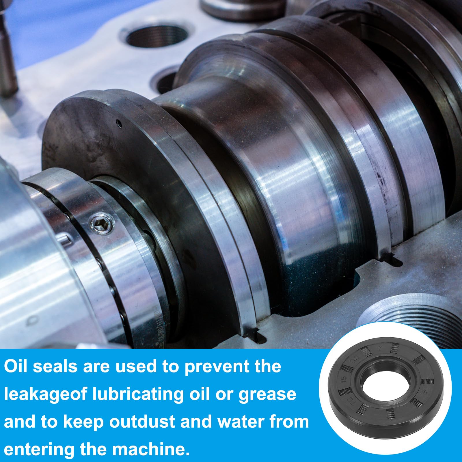 Uxcell EU Radial Shaft Seal, 25mm ID X 35mm OD X 7mm Width Nitrile Rubber TG4 Oil Seal, Black 3