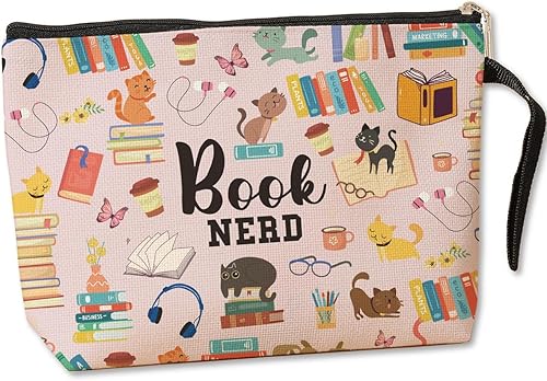 Jztco Bolsa de viaje vintage para mujeres y niñas, bolsa de aseo portátil para bibliotecarias, regalos de Navidad, cumpleaños, bolsa de maquillaje,