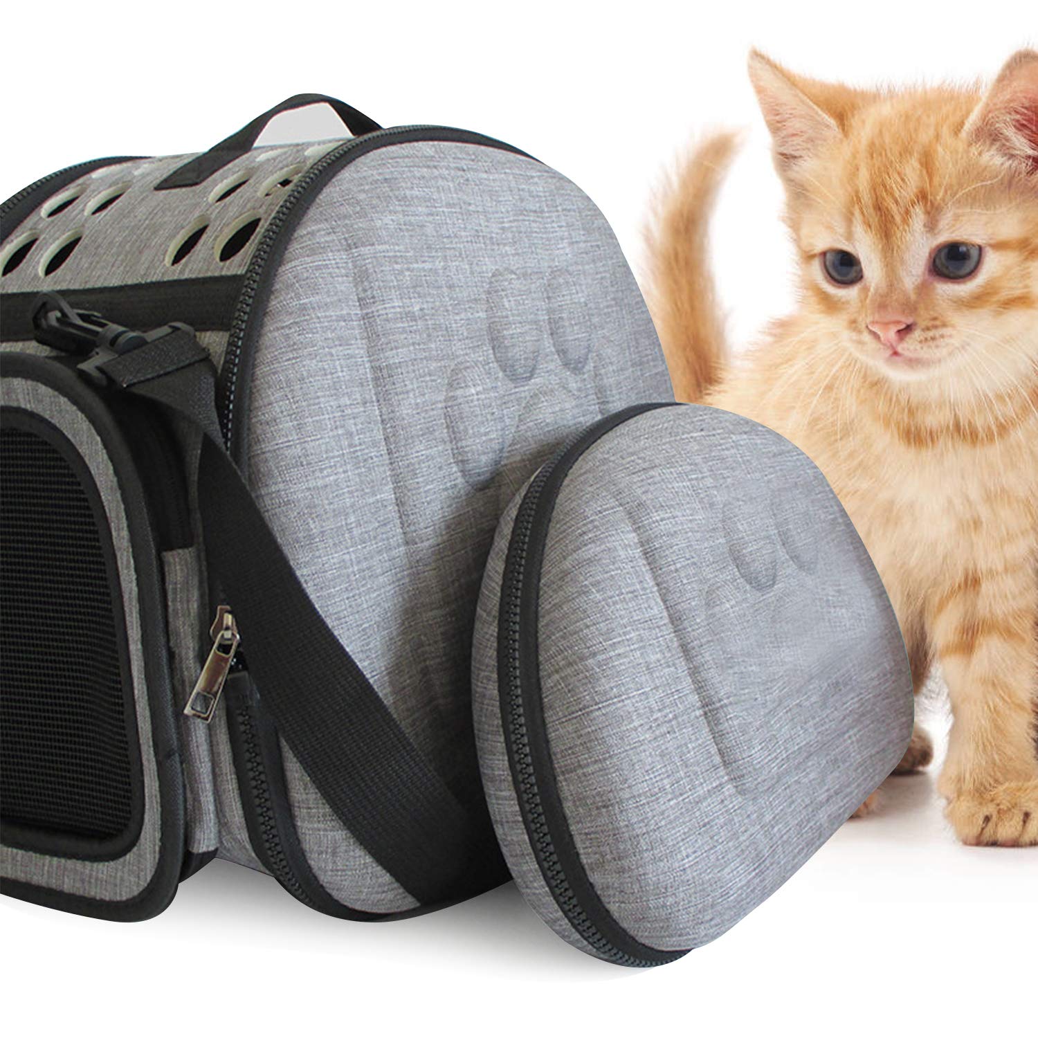 Sac de Transport pour Chat Cage Sac de Lapin Caisse Voyage pour Chat Chien Petit Transporteur de Chat Caisse de Transport pour Petits Animaux Respirable Démontable Lavable Pliable