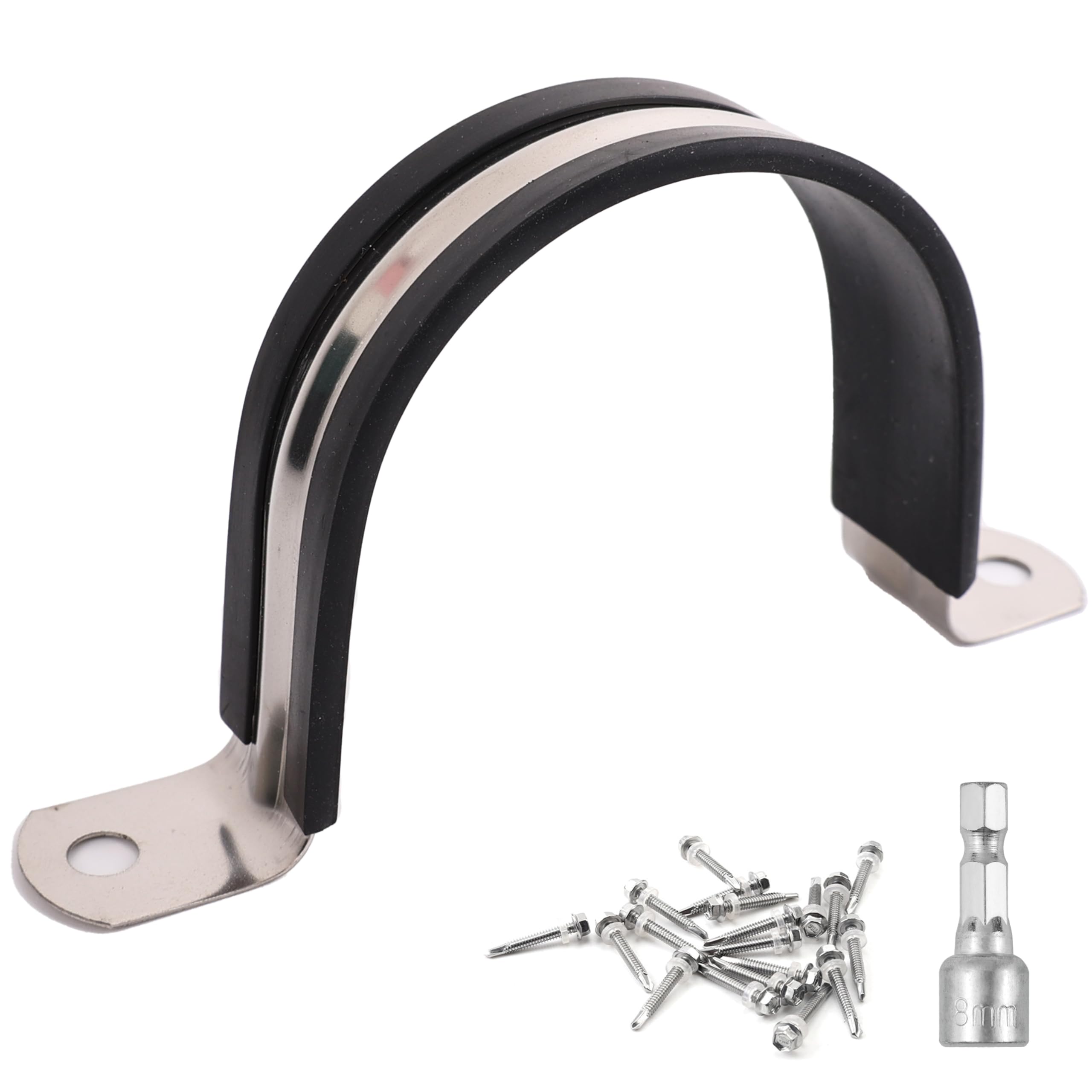 Soimuk Pipe Clamps,304 Stainless & Rubber Cushioned Heavy Duty Conduit clips (SCH 3.5 in (100 MM) - 10 Pack)