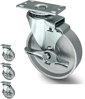 HANDSAMMU 5 inch Indutstrial Casters- Semi Steel Cast Iron Swivel Casters, Set of 4 Heavy Duty Casters with 2000 lb Capacity, Metal Casters for Cart Workbench Furniture