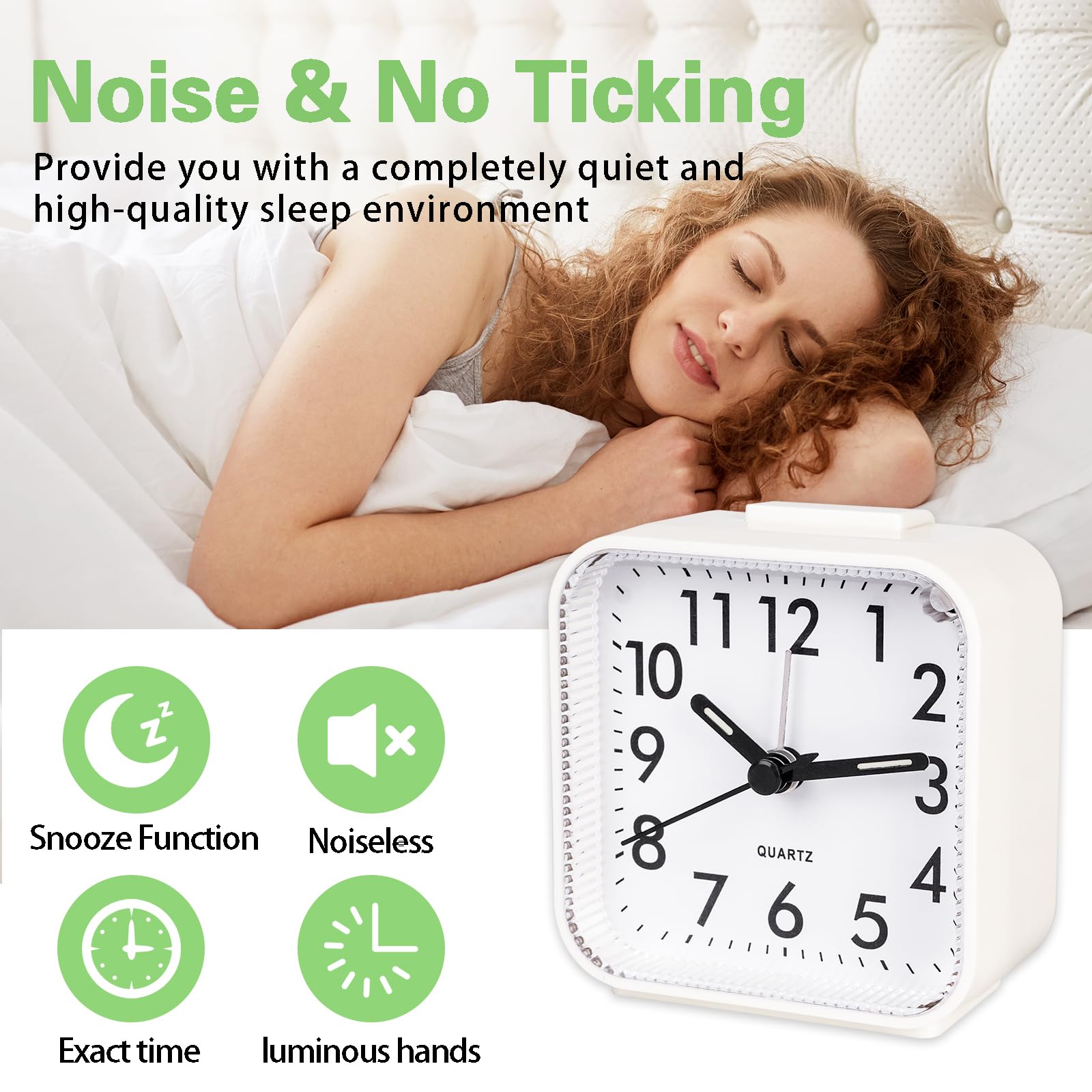 Réveil Analogique Silencieux Portable, Réveil Silencieux Sans Tic Tac Avec Lumiere Et Fonction Snooze Avec Fonction Lumiere Et Repetition 98783275