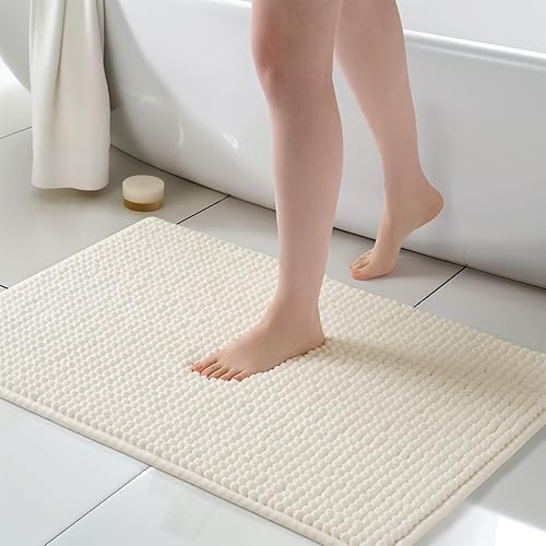 Miniatura 42 de FRESHMINT Alfombra de baño de felpilla Chunky Ombre 17"x24", pequeñas alfombras de baño suaves y absorbentes al agua para el piso del baño, gruesas