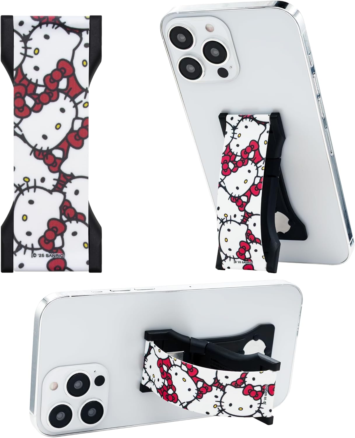 Hello Kitty® Pattern - Magnetic Phone Grip with Kickstand – Silicone Phone Strap for Smartphones & Tablets