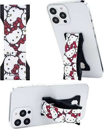 Hello Kitty Pattern - Magnetic Phone Grip with Kickstand Silicone Phone Strap for Smartphones & Tablets