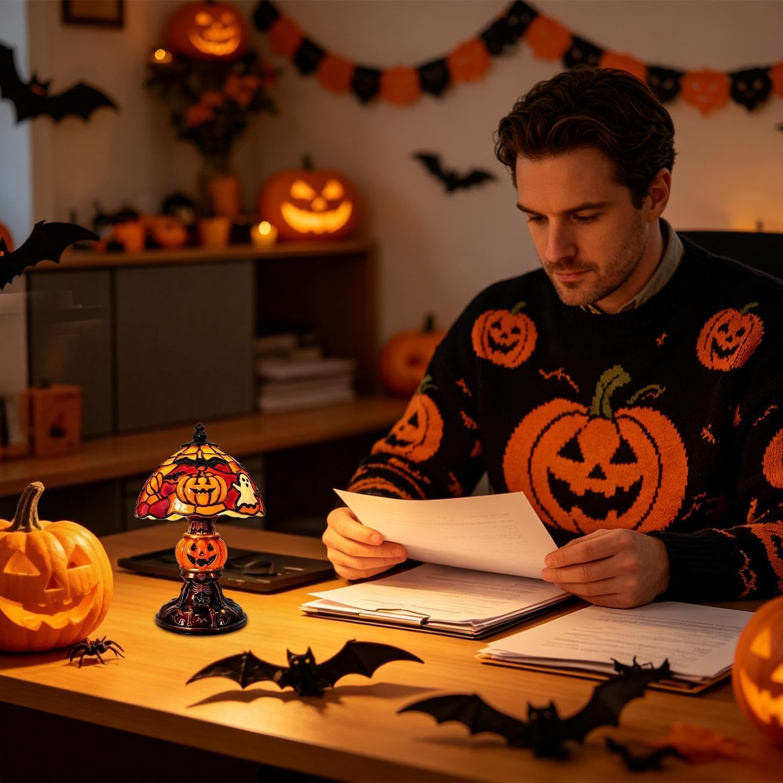 Lampada da tavolo di Halloween, resina USB per la decorazione | Decorazione da scrivania di Halloween per tavolo, casa, soggiorno, camera da letto, aula, scuola, ufficio, auto