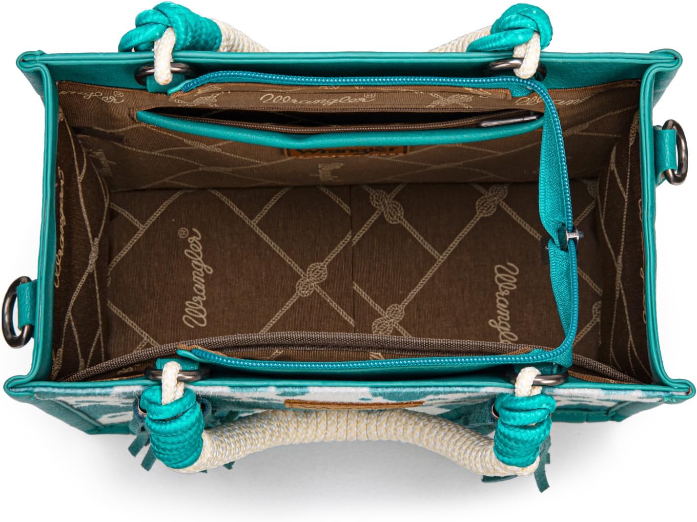 Montana West Wrangler Tote Bag Cow Print Western Satchel Bags for Women with Braided Rope Handle - Image 5