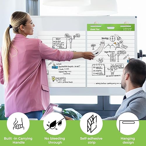 Miniatura 6 de Sticky Easel Pad, Anchor Chart Paper, Our Sticky Easel Pads measure 13 x 17 inches, Featuring Self-stick Chart Paper Designed with Exceptional