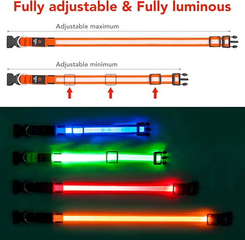 Miniatura 6 de Collar de perro con luz LED, collar de perro ajustable recargable por USB, superbrillante, luz de seguridad brillante para perros