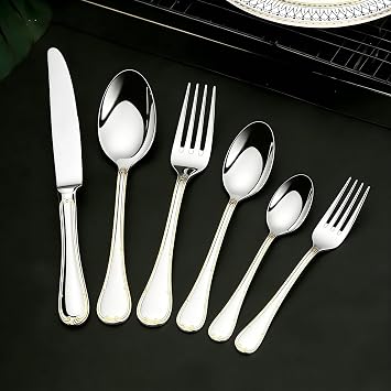 108-piece silverware set service for 18, fine flatware set,18/8 stainless steel,premium tableware cutlery sets for hotel banquets weddings home use, and palace banquet thickened
