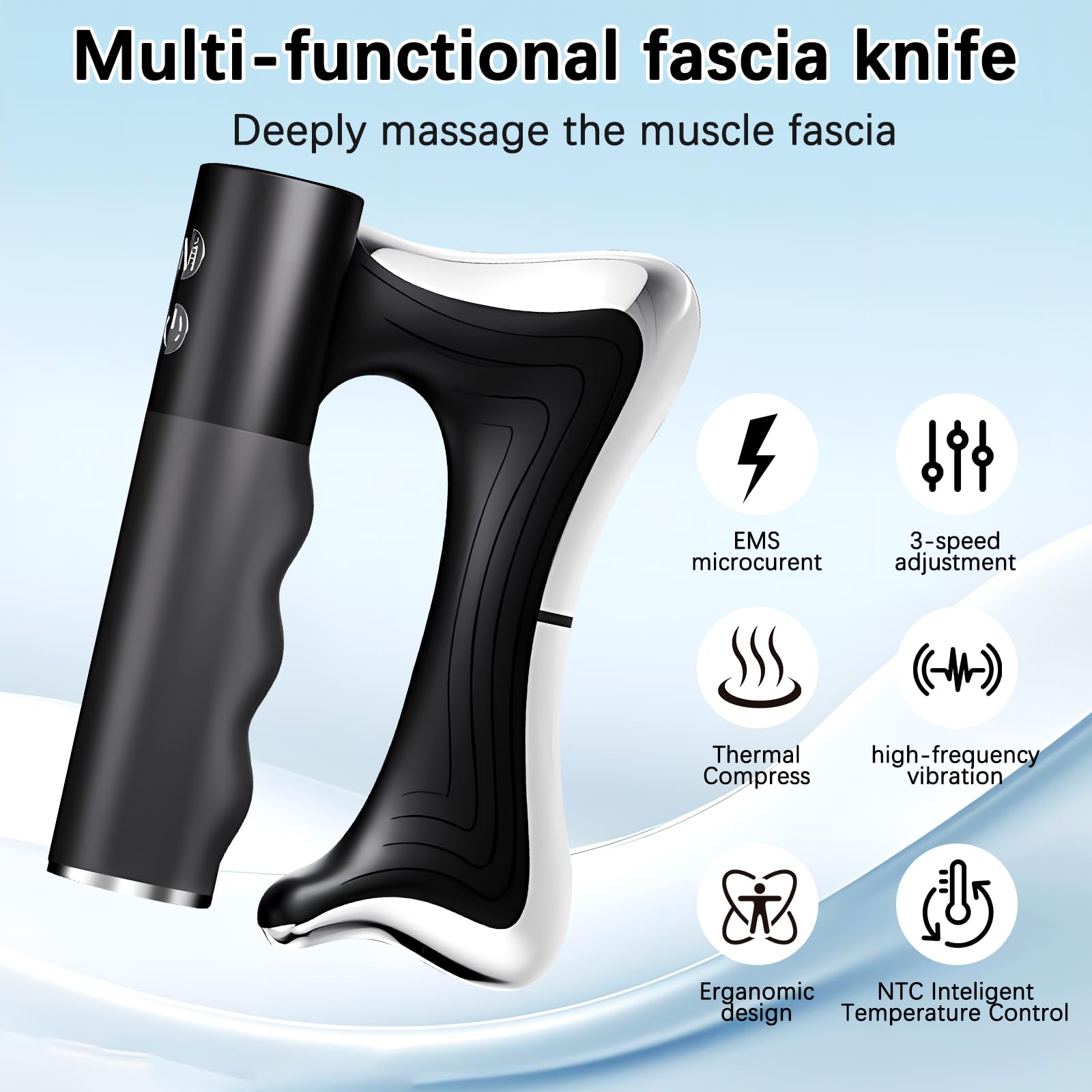 Heated Muscle Scraping Tool,Electric Fascia Knife Massager Heating and Vibration,Soothesilk Sculptwave Full Body Contouring Device,Muscle Relief Better Circulation(Black) 111