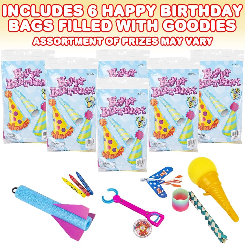 Buy ArtCreativity Happy Birthday Goody Bags with Toys, Set of 6, Filled