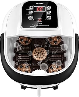 Sponsored Ad - Foot Spa Bath Massager with Heat Bubbles, Automatic Tai Chi Massage Roller & Maize Roller, Red Infrared Lig...