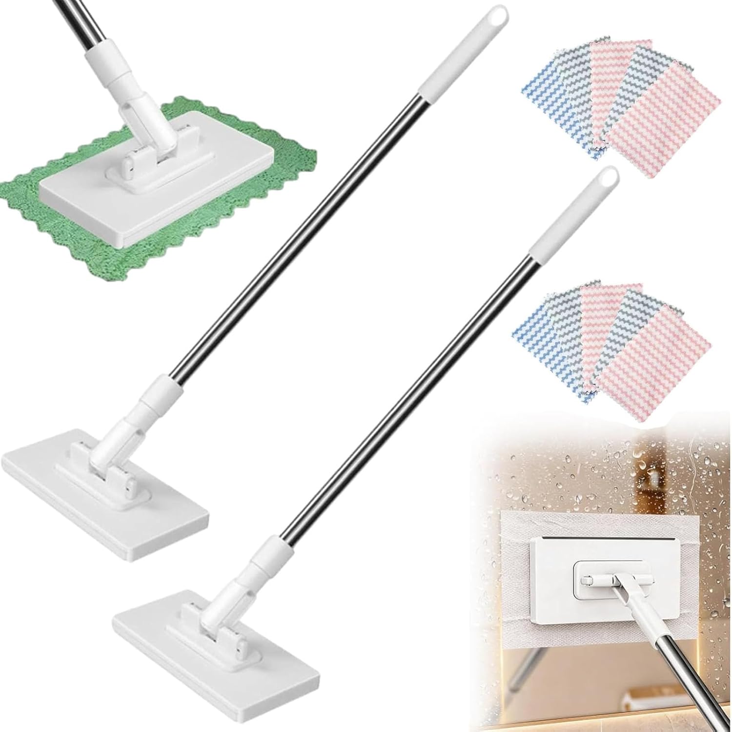 Multifunctional Lazy Mop with One-Click Cloth Attachment, Mini Mop Portable Self-Squeeze Small Mops, Reusable, Convenien, for Gaps & Multi-Surface, Retractable and Adjustable