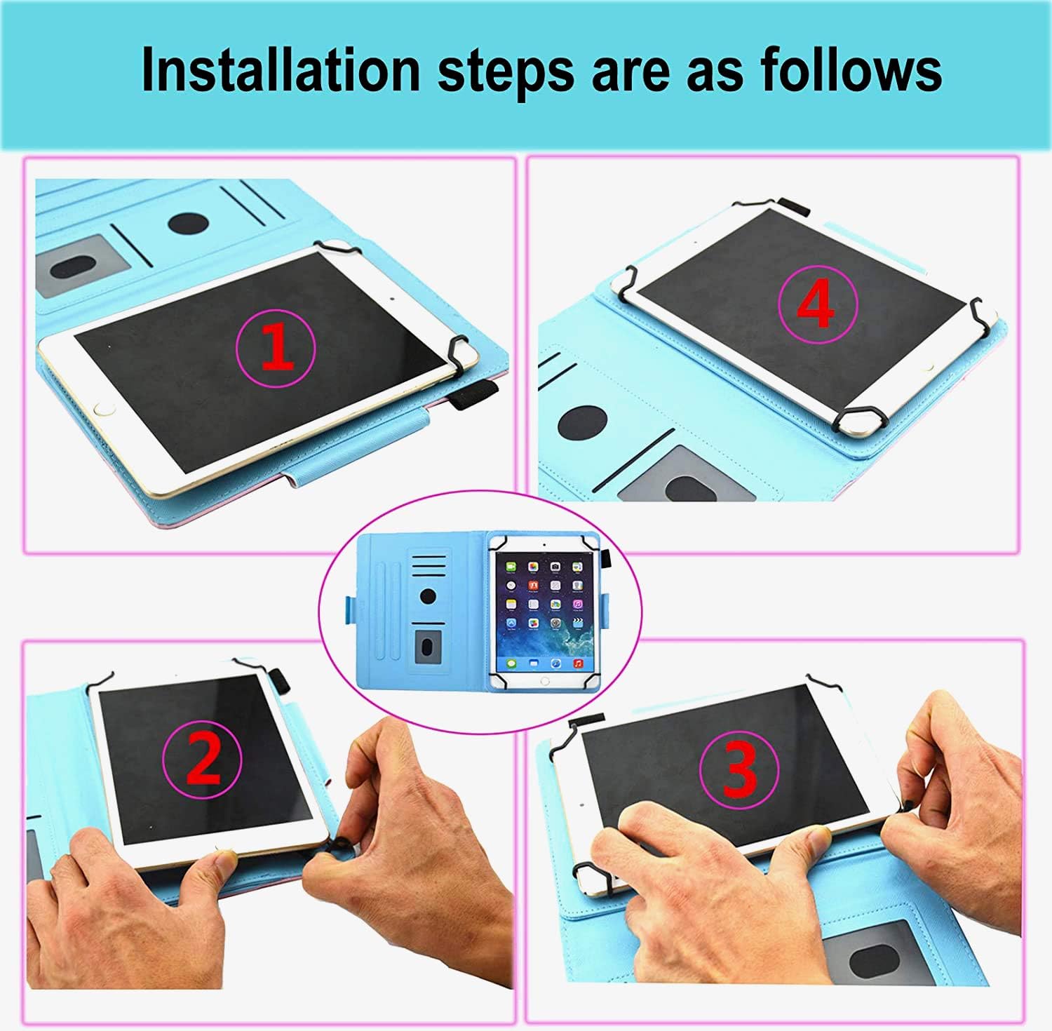 9.5-10.5 inch Tablet Universal Case, JZCreater Synthetic Leather Case Cover for iPad Air,New iPad 5th/6th Gen,Samsung Galaxy Tab A 10.1/Tab E 9.6 and More 9.5-10.5inch Tablet, 3 Cats
