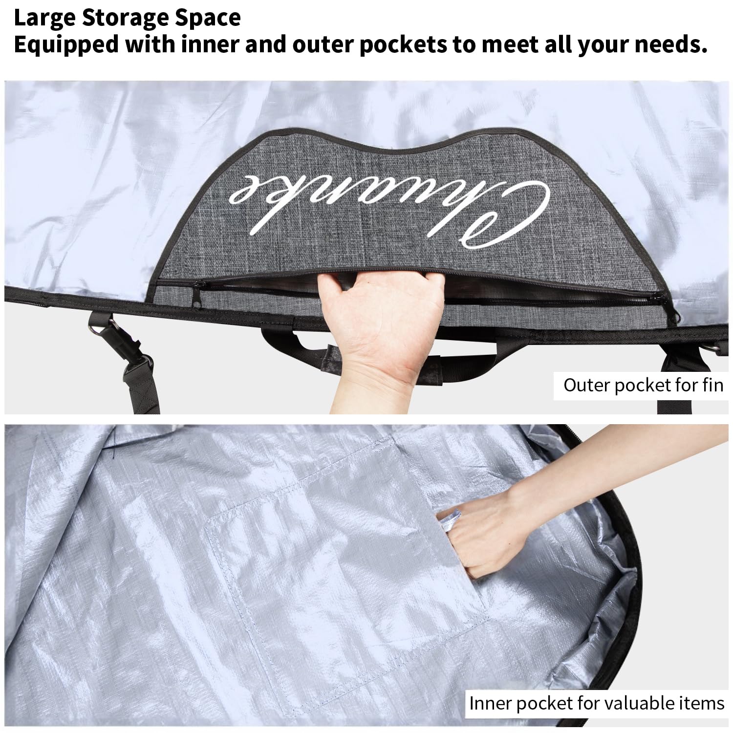 Surfbrett-Tasche für den Außenbereich, wasserdicht und Sonnenschutz, Surfbrett-Tragetaschen mit Flossenschlitz, für 1,8 m, 1,8 m, 2,3 m, 2,3 m, 2,4 m, 2,9 m Longboard-Aufbewahrung und Reisen