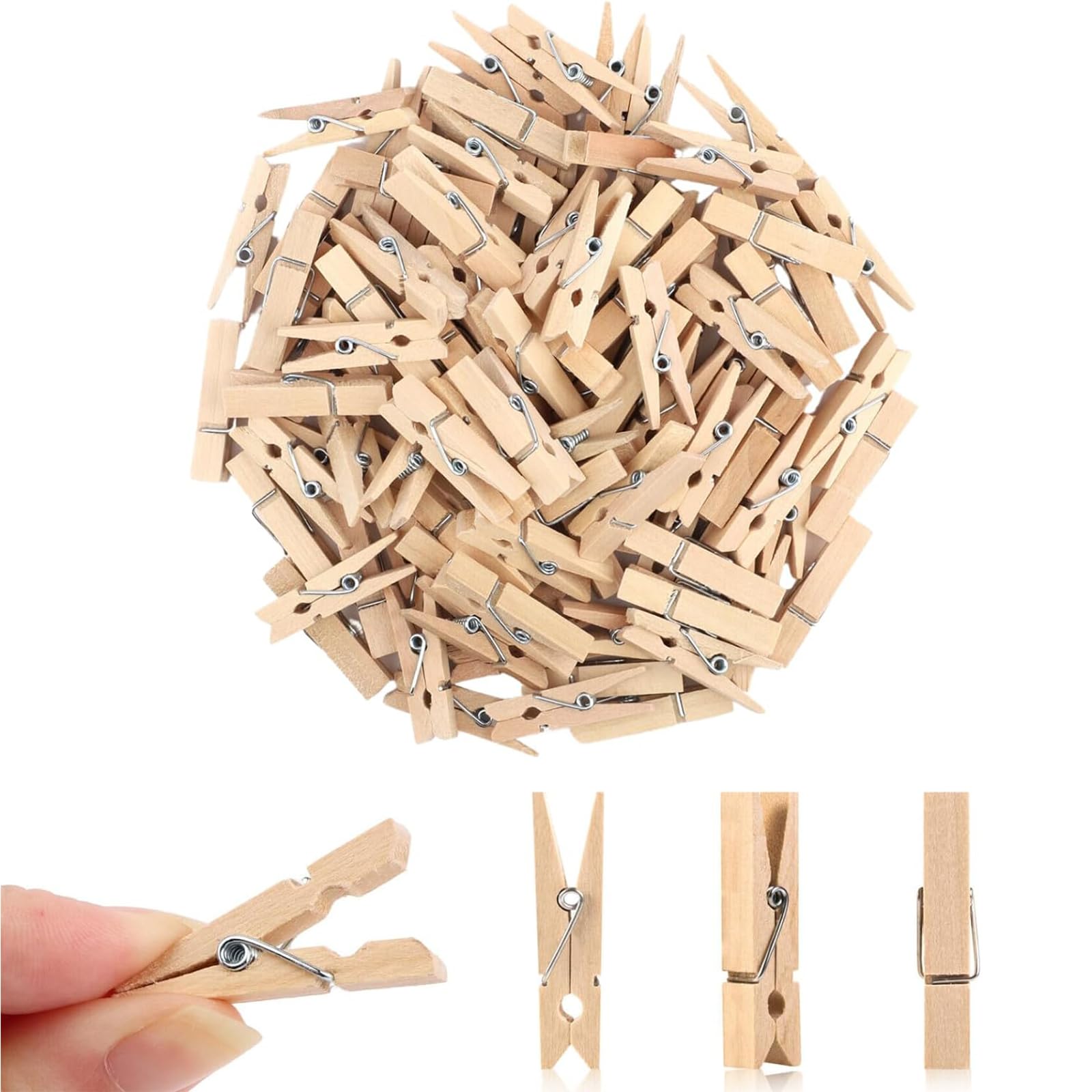 Natural Wooden Small Clips, 100 Pcs Mini Clothespins Clip, Small Clothes Pins for Photos, Crafts, Hanging Clothes, Display Artwork