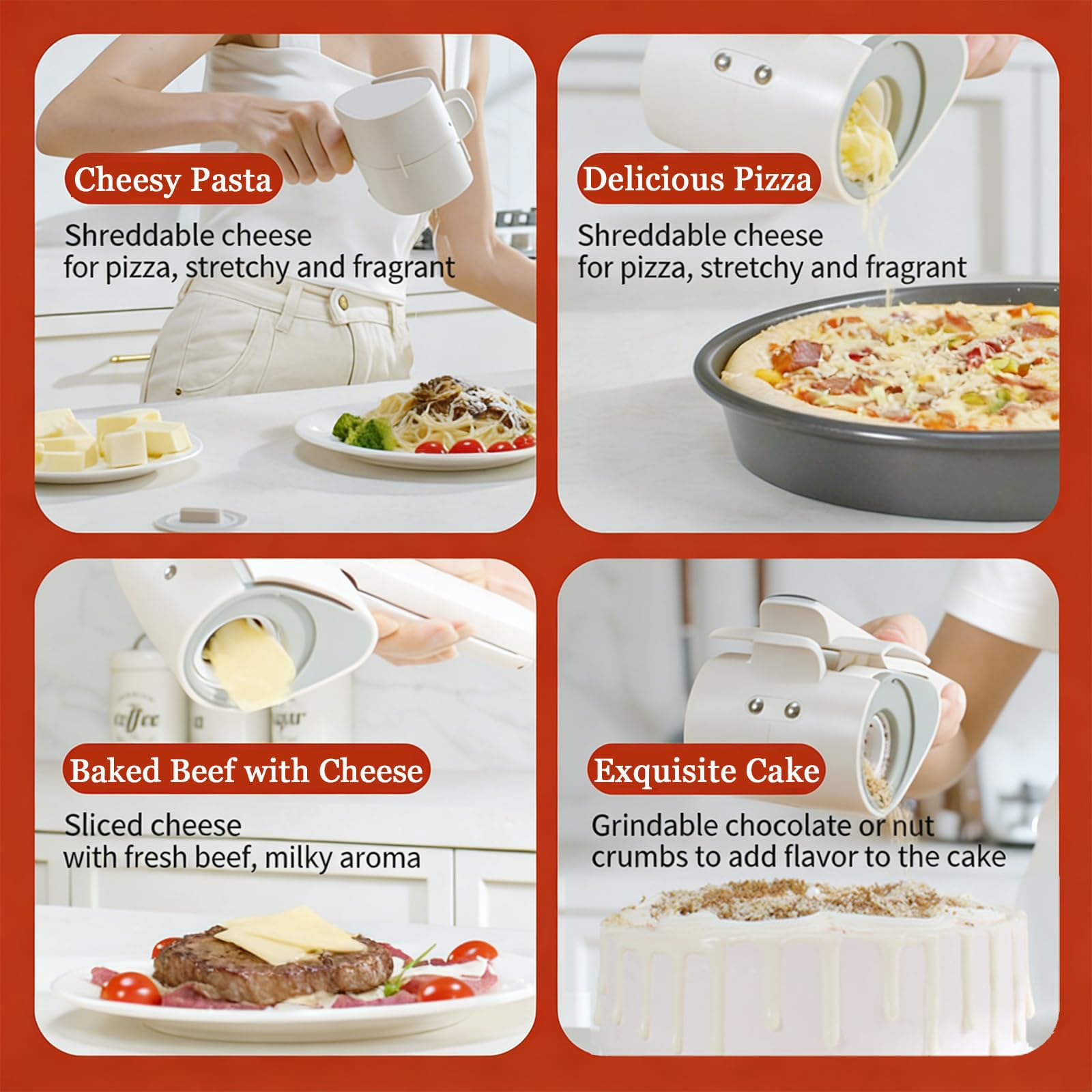 Rallador de queso eléctrico inalámbrico, cortador giratorio recargable con 2 cilindros, automático para queso, nueces, chocolate y verduras