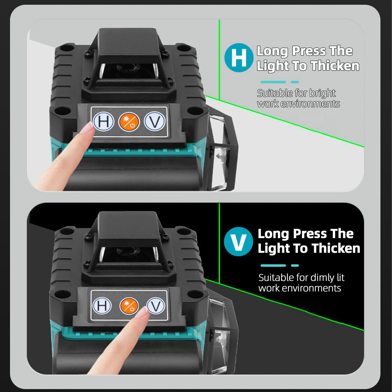Nivel Laser Autonivelante, 4 x 360° 16 Líneas Nivel Láser Verde Láser De Líneas Cruzadas, Horizontal E Vertical Laser Level Con Trípode, Base Magnética, Soporte Giratorio, Control Remoto