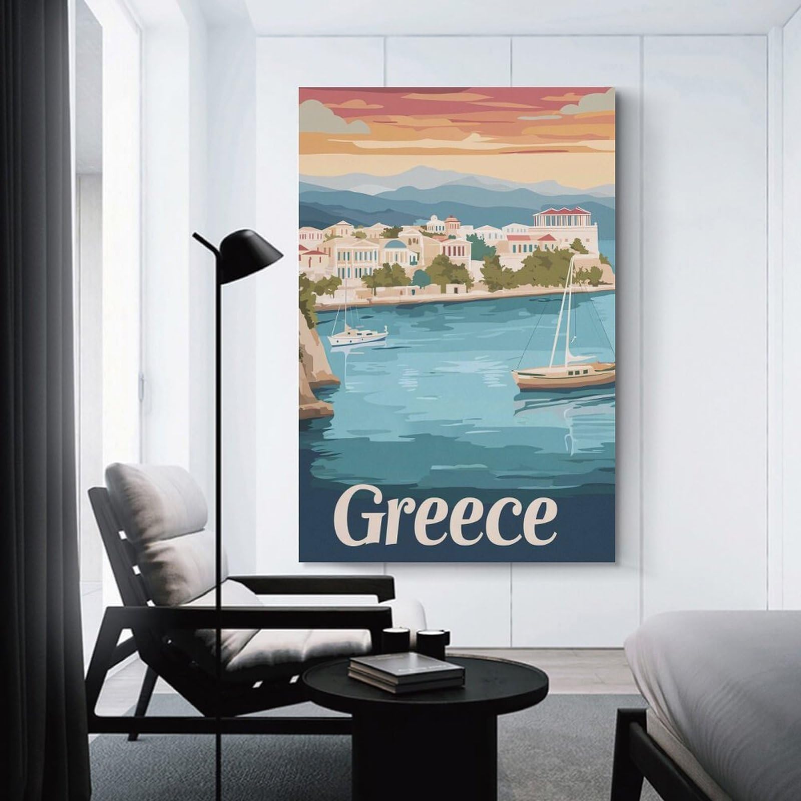 Junmoney Greece Travel (7) Canvas Art Print, 20x30inch(50x75cm), for Living Room, Bedroom, Office Or Hallway, Decorative Artwork with Broad Appeal