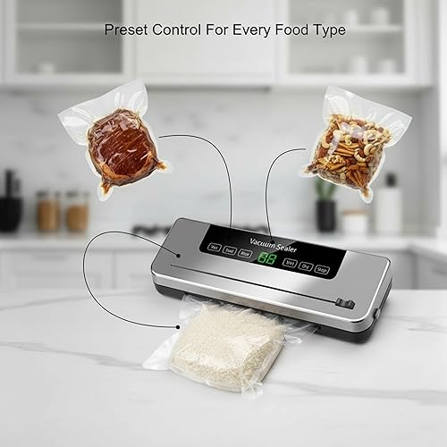 Miniatura 5 de Máquina selladora al vacío TOSCARA Máquina automática de sellado de alimentos con sello hermético fuerte, operación de un solo toque, diseño