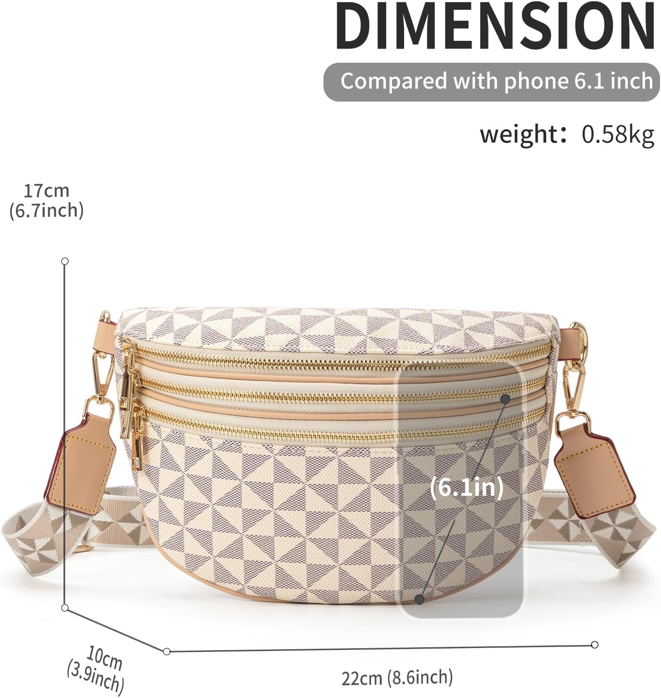 Crossbody Sling Bag for Women & Men – Trendy Checkered Fanny Pack – Waist Bag for Travel, Festival & Daily Commute | Lightweight, for Travel, Adjustable Strap, Hidden Pocket