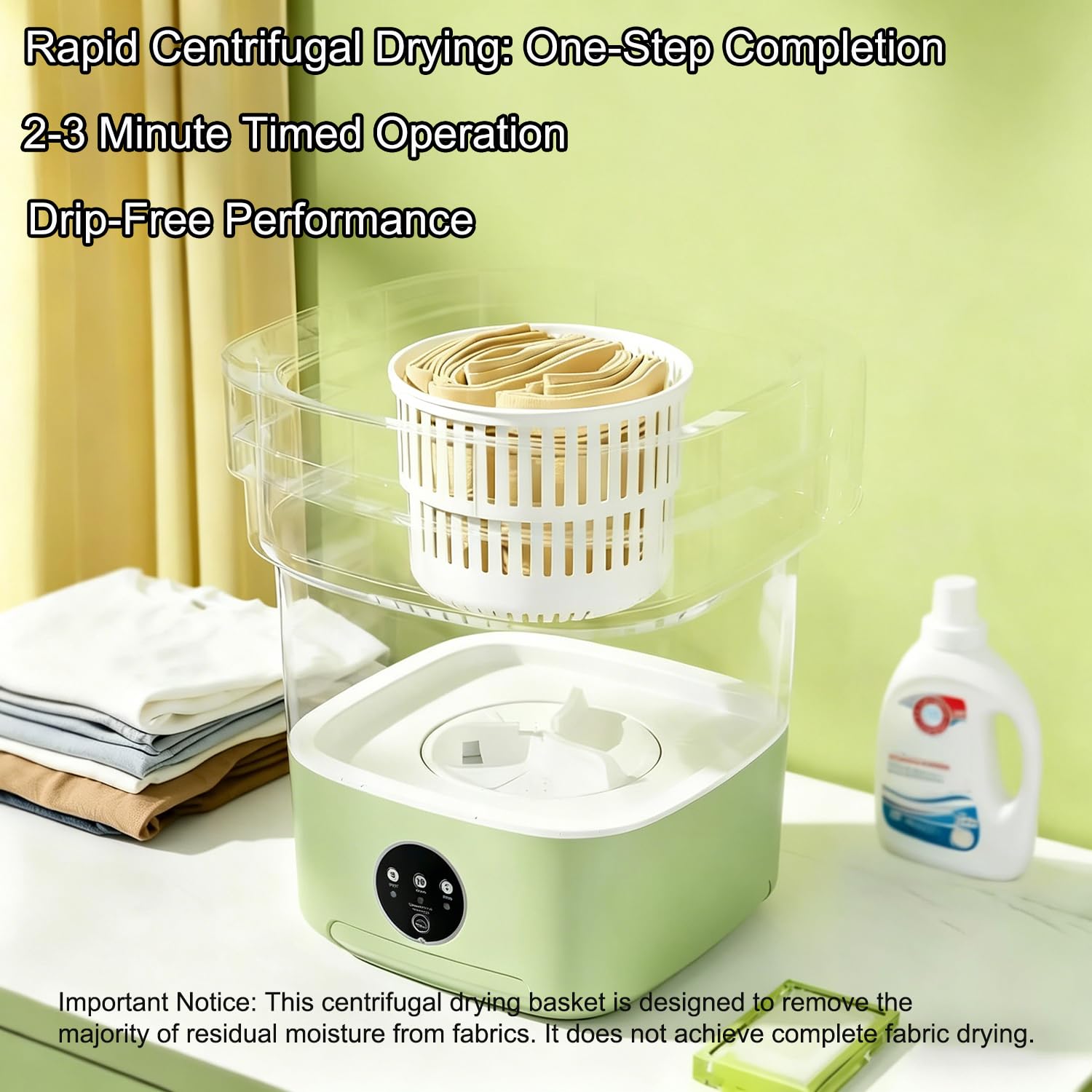 Lavatrice Pieghevole 8L, Mini Lavatrice Portatile con 3 Modalità di Lavaggio & Cestello Strizzatore, Disinfezione Ag+, Risparmio Energetico per Intimo, Calzini, Abiti Bambino, Viaggio e Studentato