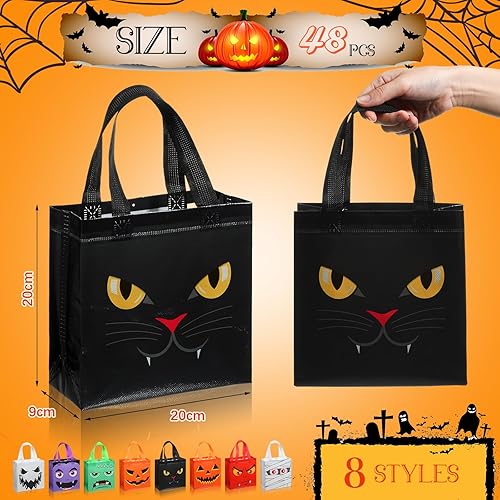 Miniatura 2 de Windyun 48 bolsas no tejidas de Halloween, reutilizables, bolsa de regalo de dulce o truco, bolsa de calabaza, bolsa de fantasma, bolsas