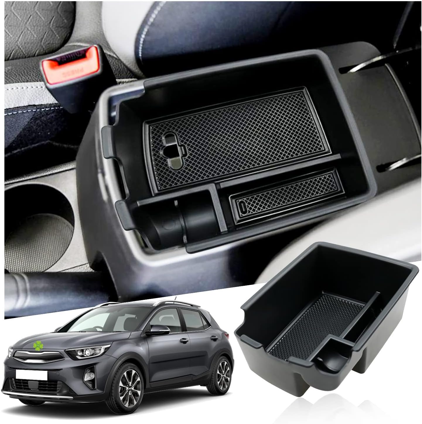 Ruiya Compatibel met Kia Stonic Rio YB 2018-2023 2024, armleuningopbergdoos, Stonic console-opbergbak, Stonic accessoires, opbergdoos voor middenconsole, armleuning