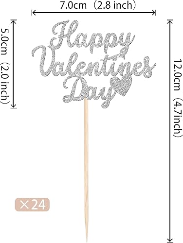 Miniatura 2 de 24 piezas de decoración para cupcakes para el día de San Valentín con purpurina dulce amor corazón día de San Valentín Cupcake Picks Be My Valentine