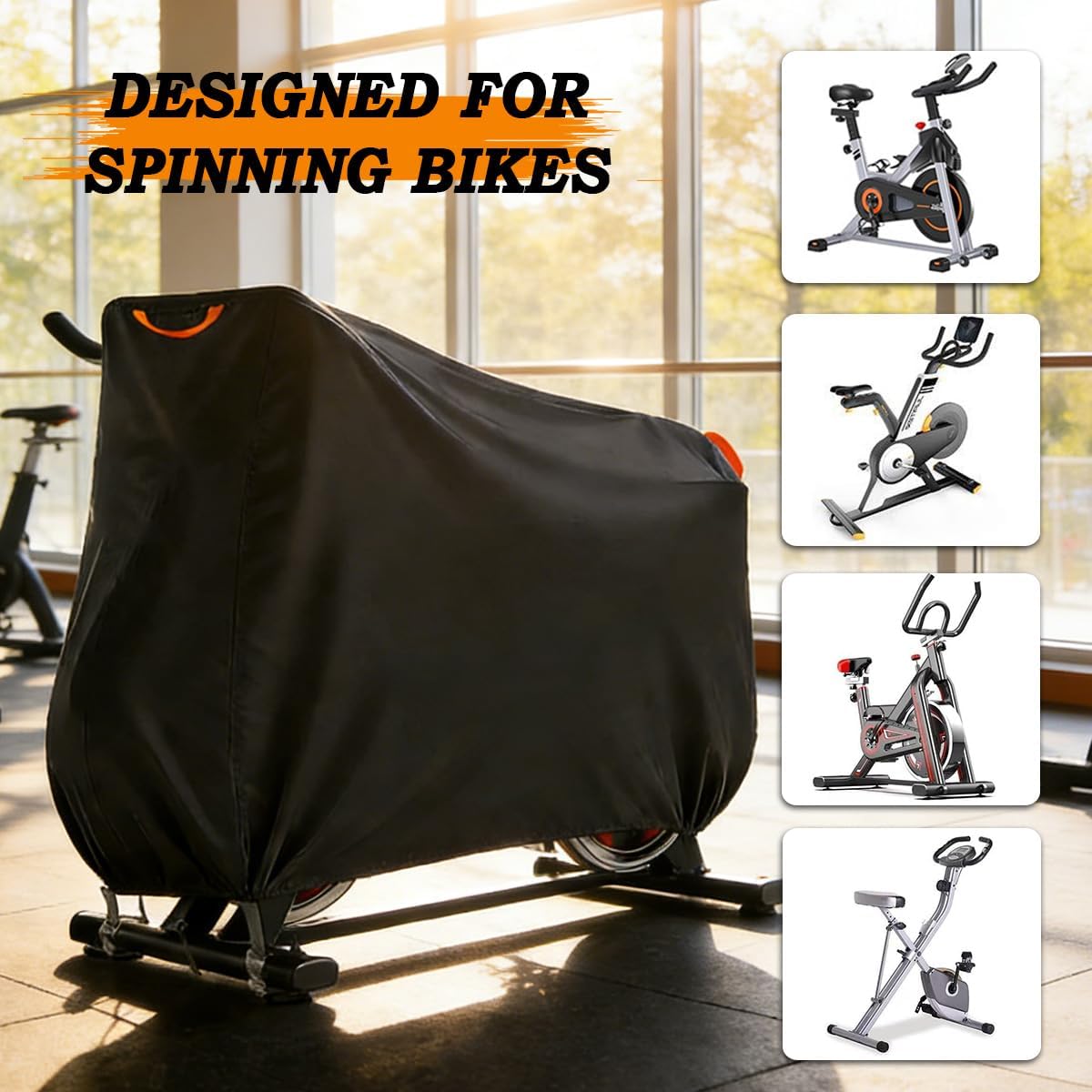 Spinning Bike Cover for Rogue Echo Bike, Indoor Bike Protection, Foldable Storage Cover with Adjustable Drawstring, Water-Resistant Dust and Scratch Guard