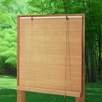 Bamboo Roller Shades Roman Shades for Window Bamboo Blinds for Interior Windows and Outdoor Patio,Roll Up Blinds for Indoor Porch Light Filtering Sunshade,Easy to Install