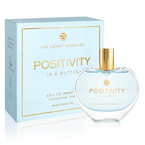 THE HEART COMPANY Positividad en una botella  Perfume fresco para mujer  Regalos veganos para mujer  Eau de Parfum Spray para mujer 2.5 fl oz - 2.5