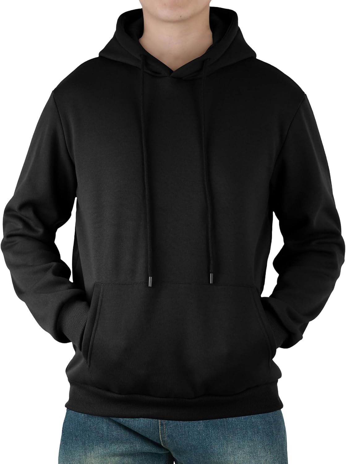 Mens Hooded Sweatshirt Casual Long Sleeve Fleece Hoodies Drawstring Workout Pullove... - Image 2