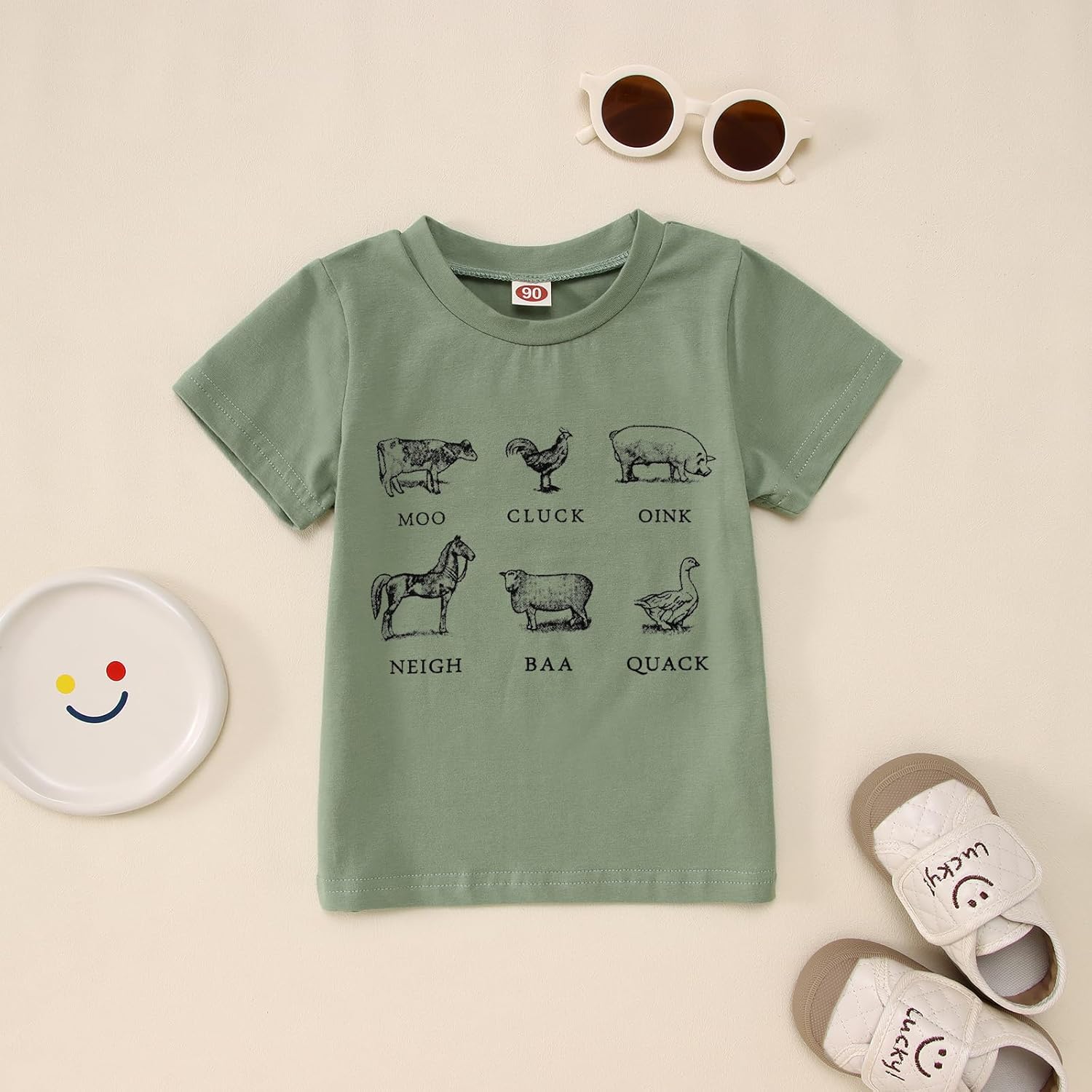 MODNTOGA Baby Boy Farm Shirt Short Sleeve Animals Graphic T-Shirt Kids Boy Cow Tops Toddler Funny Letter Print Tees - Image 2