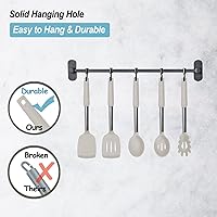 Vista 5 de Espátula de silicona y cuchara de cocina, paquete de 5 utensilios de cocina antiadherentes para la cocina, espátulas y cucharas sólidas y ranuradas