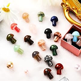 Nuanchu 20 Pcs Crystal Mushroom Decor Hand Making Mini Sculpture Mushroom Worry Stone Figurines Bulk Gemstone Polished Trinkets for Party Favors Stuff Witchcraft DIY Meditation Garden(Vivid Colors)