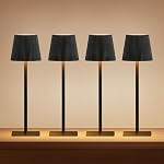 LUTEC 4 Pack Cordless Table Lamp,6000mAh Rechargeable Battery Operated Desk Lamp,Two Adjustable Heights,Waterproof, Touch Control & 3 Color Stepless Dimming for Restaurant/Bedroom/Bars/Outdoor (Gold)