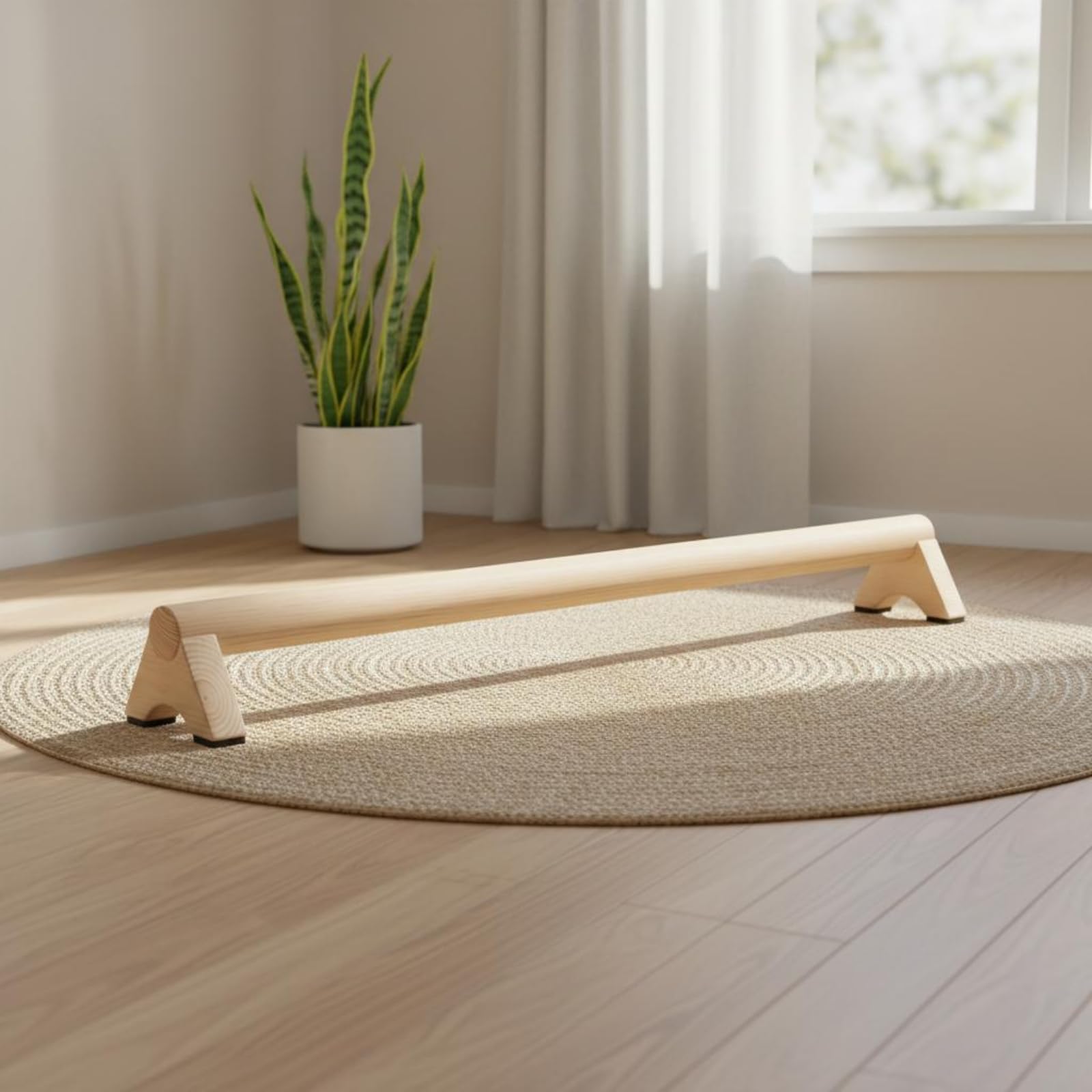 Trave di Stabilità in Legno Stabile Ponte di Equilibrio in Legno Struttura Robusta Attrezzatura Fitness per Principianti, Palestra